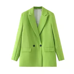 TRAF-Blazer de trespassado feminino, gola entalhada, manga comprida, chique, senhora do escritório, casaco vintage, casacos femininos, tops elegantes, moda - loja online