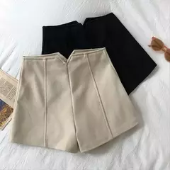 Shorts de lã emagrecedor de cintura alta feminino, versáteis, perna reta, perna larga, calça casual, novo, outono, inverno, 2023