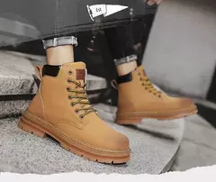 Bota de tornozelo com renda masculina, sapato de motocicleta, cano alto, verde, bota masculina de caminhada, moda inverno, novo, quente - Wolf Magazine