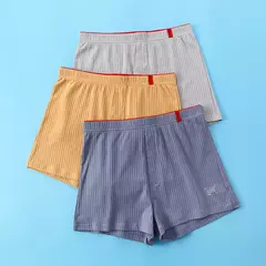 3 unidades/pacote 100% algodão calças de pijama para 45-95kg respirável boxers e cuecas alta conforto elástico sólido adulto pijamas shorts - Wolf Magazine