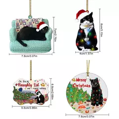 Pingente De Natal De Acrílico Gato Preto, Xmas Tree Hanging Animal Ornamentos, Decoração De Festa De Casa, Casamento, Ano Novo - Wolf Magazine