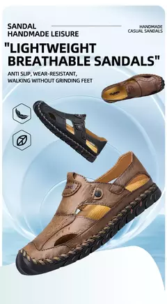Tampão-sapatos de couro respirável para homens, sapatos de buraco oco, fundo macio, superfície macia, sandálias casuais - Wolf Magazine
