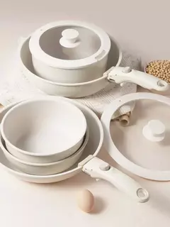 Destacável Kitchen Cookware Set, punho branco, se, 9 peças na internet