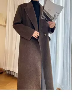 Casaco de alpaca de lã feminino, jaquetas de lã, trespassado duplo, gola de terno, solto, Casacos longos, senhora do escritório, outono, inverno, 2022 na internet
