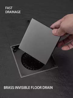 Tira Longa Invisível para Máquina De Lavar, Dreno De Piso De Latão, Cor Cinza De Metal, Chuveiro Do Banheiro - Wolf Magazine