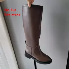 FEDONAS-botas altas de couro genuíno para mulheres, botas grossas de motocicleta, sapatos quentes, outono, inverno, ins, 2022