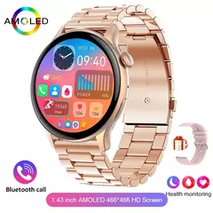 Smartwatch True AMOLED para mulheres, tela feminina, sempre mostrar a hora, 466x466 HD, rastreador de saúde, chamadas de voz, smartwatch para Xiaomi, 2024 - comprar online