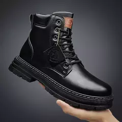 Bota de tornozelo com renda masculina, sapato de motocicleta, cano alto, verde, bota masculina de caminhada, moda inverno, novo, quente na internet