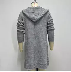 Cardigã de malha de algodão manga comprida masculino, suéteres masculinos casuais, monocromáticos, outwear justo, capuz quente, outono, inverno, novo, moda, 2024