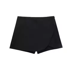 Imagem do TRAF-Mini-saia de cintura alta feminina, calção envoltório, preto, rosa, sexo, verão, moda outono