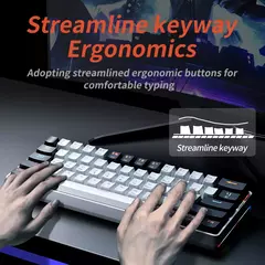 Imagem do MUCAI-MK61 USB Teclado Mecânico Gaming, Interruptor Vermelho, RGB Backlit, Hot Swappable, 61 Chaves, Com Fio, Cabo Destacável