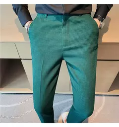 Calça waffle stretch masculina, calça reta justa, terno de festa social, roupa formal, alta qualidade, nova moda, 2022 - comprar online