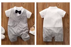 Bodysuit de algodão confortável para meninos e meninas, manga curta, bonito vestido de festa, roupas de bebê, verão, 0-18m na internet