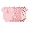 Kiddiezoom-bodysuit manga curta para menino e menina, 100% algodão, roupas recém-nascidas, desenhos animados, 4 peças, verão