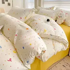 Conjunto de cama para meninas, capa de edredão, folha plana, fronha, sem enchimento, roupa de cama, macia, gêmea, completa, queen size, 3, 4pcs