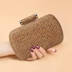 Bolsa de embreagem para mulheres, Bolsa de Raffia para senhoras, Bolsa de noite, Crochet Crossbody Bags, Ombro de praia, Verão, Saco de mão tecido luxuoso - Wolf Magazine