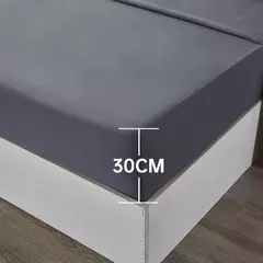 Imagem do Conjunto de cama sólido 3/4 peças, lençol à prova d'água, lençol e fronhas macias, queen, kidng, completo, tamanho duplo, branco e cinza