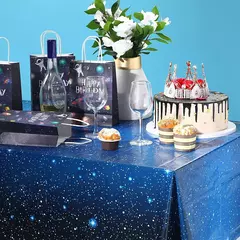 Imagem do Toalha de mesa descartável com céu espaço e astronauta design para festa de aniversário, mesa retangular tampa para chá de bebê
