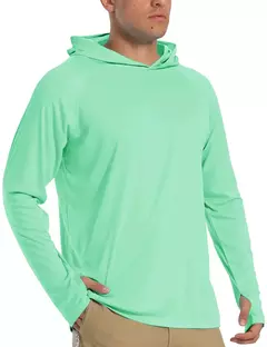 TACVASEN-Homens à Prova de UV Hoodie Manga Longa, Proteção Solar Camisetas, Respirável, Leve, Secagem Rápida, Casual Camisetas Masculinas