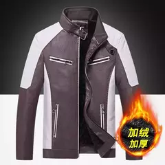 Jaqueta de couro fina masculina, emenda, locomotiva, retrô, moda lazer, mais vendida, primavera e outono, 2023 - comprar online