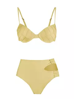 Conjunto de biquíni de três peças, sutiã acolchoado, borla, saia de praia de cintura alta, maiô de verão, moda sexy, monocromático - loja online