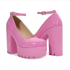 Sapatos Solados Grossos para Mulheres, Salto Alto, Fivela, Bombas de Plataforma, Sapatos De Noiva, Moda Europeia e Americana, Bombas Sexy, 14cm - loja online
