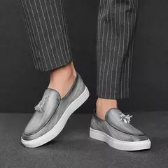 Sapatos casuais de couro de verão sapatos de escritório para homens de condução mocassins confortáveis deslizamento em sapatos de moda de festa
