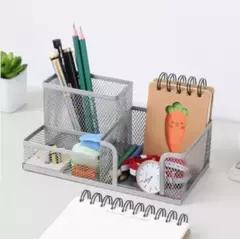 Suporte De Caneta De Metal Criativo, Organizador De Papelaria De Mesa, Suporte De Lápis, Rack De Armazenamento De Arquivo, Caixa De 3 Grelha, Acessórios De Escritório - loja online