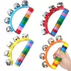 Sleigh Bells de Natal para crianças Jingle Bells, instrumento de sino musical cabo de madeira, presente para meninos e meninas, 1pc
