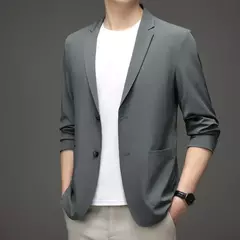 Imagem do Casaco de peito único masculino, blazer masculino grande, casaco preto, tamanho grande e grande, simples e casual, roupas de primavera e verão, novidade em 2021
