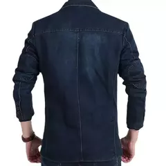 Blazers jaqueta masculina casual denim fino bolso splicing casaco masculino manga comprida único breasted turn-down collar blazers jaqueta na internet