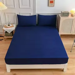 Kuup-Poliéster Equipado lençol e fronhas, monocromático, elástico, em torno da tampa do colchão, cama queen size, 3pcs na internet