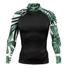Camisas de manga comprida masculina, tecido Lycra, proteção UV, Rashguard, pro