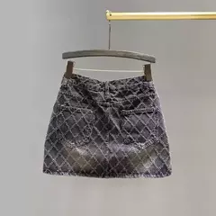 Imagem do Mini vestido jeans de cintura alta feminino, estilo tweed, verão, novo visual, garota picante, anti-exposição, saia linha A, branco, 2024