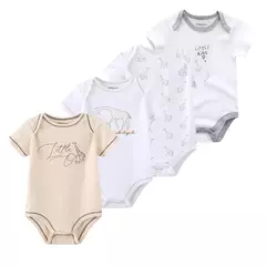 Macacão de algodão estampado para recém-nascidos, macacão manga curta, roupas de bebê menino e menina, 0-12m, 4 peças, verão - loja online