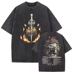 Imagem do Camisetas com estampa de esqueleto masculinas, banda de rock vintage lavada, Korn caindo longe de mim, camiseta gótica, camiseta masculina extragrande, moda