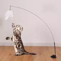 Brinquedo interativo para gatos, mãos livres, vara para gatos, gatinho, varinha teaser, ventosa, pássaro/pena, varinha para gatos, suprimentos para animais de estimação