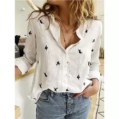 Elegantes camisas de linho de algodão mulheres casuais sólido botão blusas de lapela camisas primavera verão manga longa solta tops túnica blusas na internet