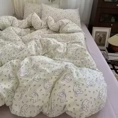 Ins Floral Bedding Set with Duvet Cover, folha plana, fronhas, sem enchimento, Full Queen Size, Hotel, Home, Soft Bed Linens, Novo, Verão