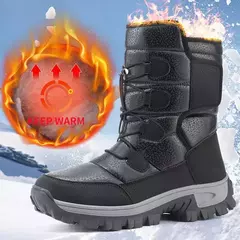 Botas de neve de pelúcia quente para homens, botas impermeáveis de motocicleta, botas antiderrapantes, top alto, novo, inverno - comprar online