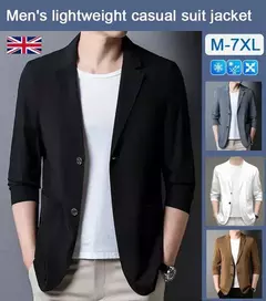 Jaqueta leve masculina, blazer fino, anti-rugas, fino, lapela sólida, casual, respirável, moda verão - loja online
