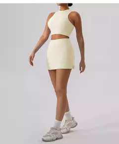Imagem do Saias de Tênis Respiráveis de Cintura Alta Feminina, Mini Saia Monocromática, Calções de Ginástica, Yoga Fitness, Slim Fit, Corrida e Fitness, 2021