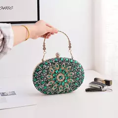 Bolsas De Embreagem De Strass Para Mulheres, Bolsa Redonda Dourada, Cristais Bolsas De Festa, Designer De Diamante, Bolsas Crossbody, Marca De Luxo, 2024 - loja online