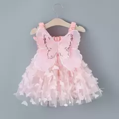 Saia de malha bordada feminina, costas princesa decorada, asas de borboleta, festa infantil, novo, verão