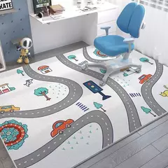 Tapetes infantis com padrão de ônibus espacial, tapetes antiderrapantes, sala