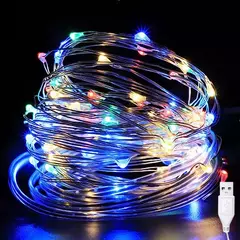 USB Fairy Copper Wire LED Guirlanda Luz String, Enfeites de Natal, Véspera de Ano Novo, Festa de Casamento, Rua Xmas Tree Decor - comprar online