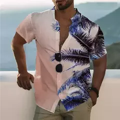 Imagem do Camisa Havaiana Masculina com Estampa 3D de Coqueiro, Camisa Praia Confortável, Top Manga Curta, Moda Casual, S-6XL