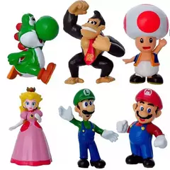 6-18 pçs/set Super Mario Bros PVC Action Figure Brinquedos Bonecas Modelo Conjunto Luigi Yoshi Donkey Kong Cogumelo para crianças presentes de aniversário - loja online
