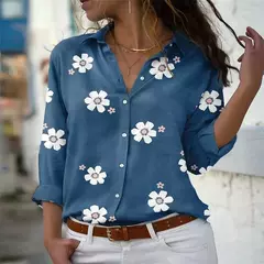 Camisa havaiana de mangas compridas para senhoras, roupas de praia ao ar livre para férias, quintal super grande 6XL, moda feminina, explosão, 2024 - comprar online