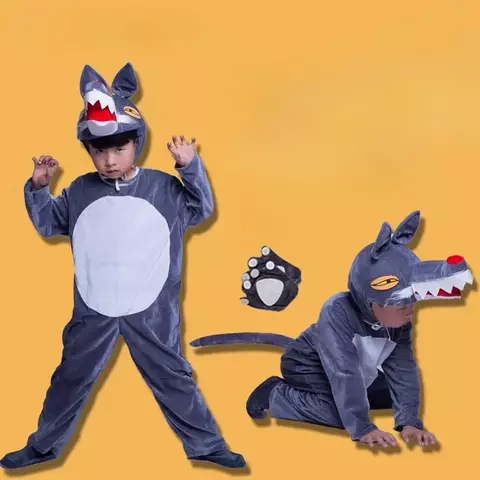 Halloween crianças animal floresta lobo traje role play escola desempenho lobo roupas